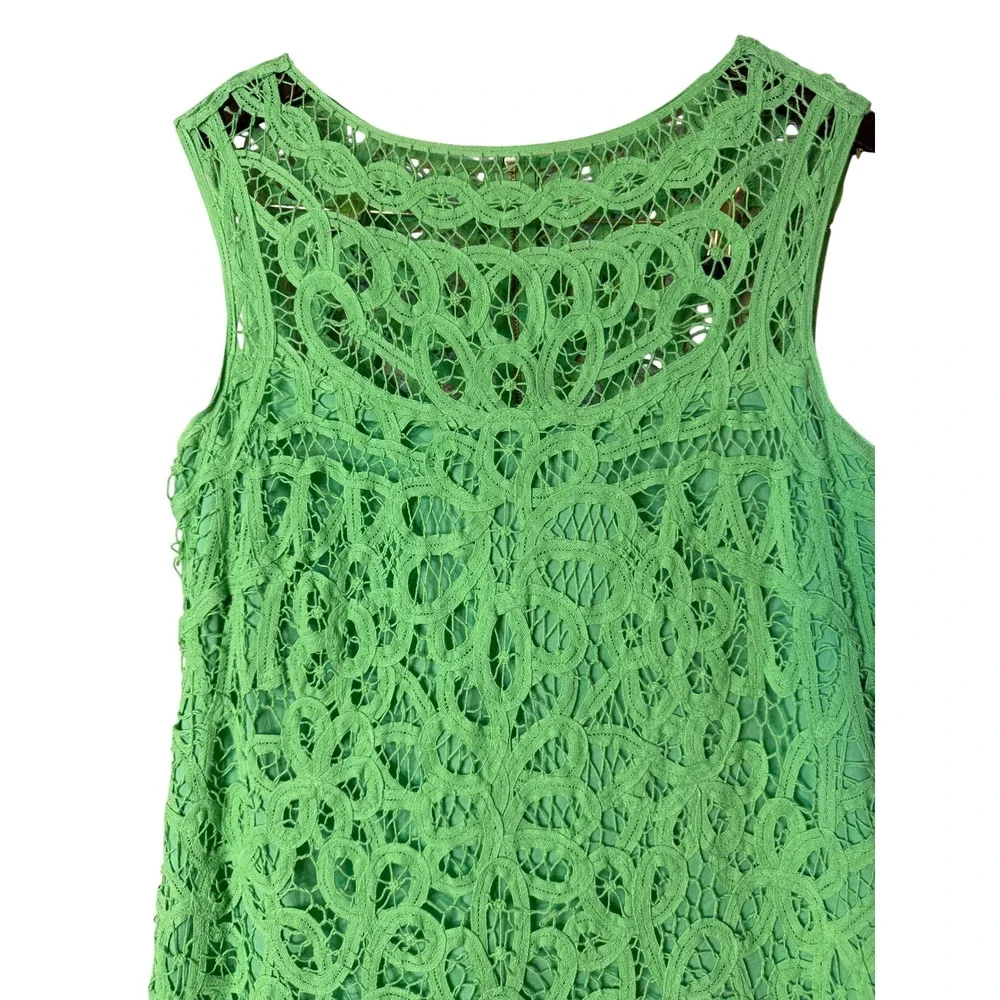 Lilly Pulitzer Green Lace‎ Shift Dress Sleeveless Scoop Neck Back Zip Small
